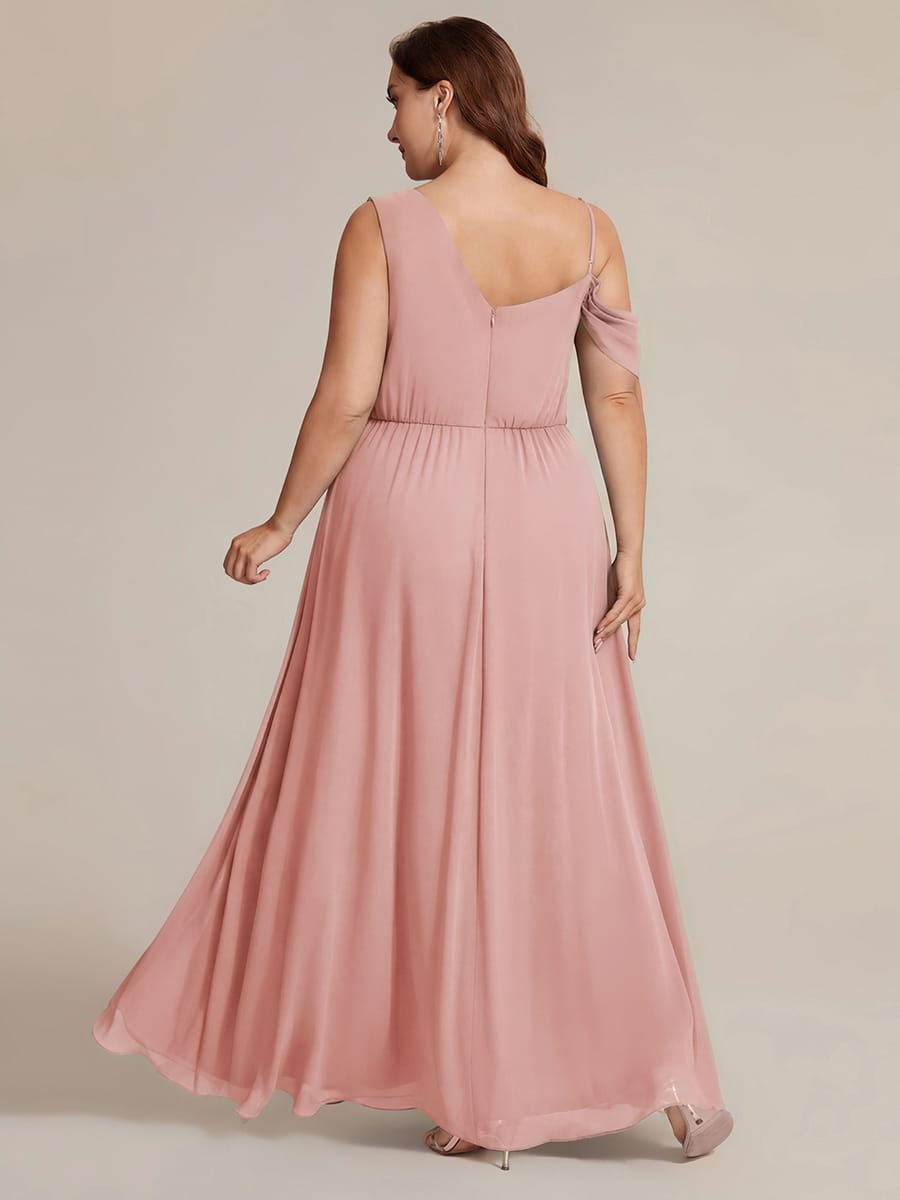 Thigh-High Slit Chiffon Sleeveless Dress #color_Dusty Rose