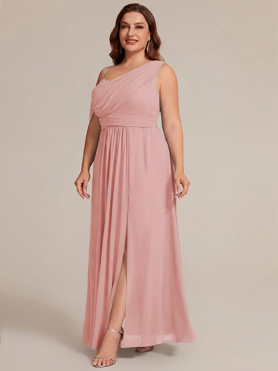 Thigh-High Slit Chiffon Sleeveless Dress #color_Dusty Rose