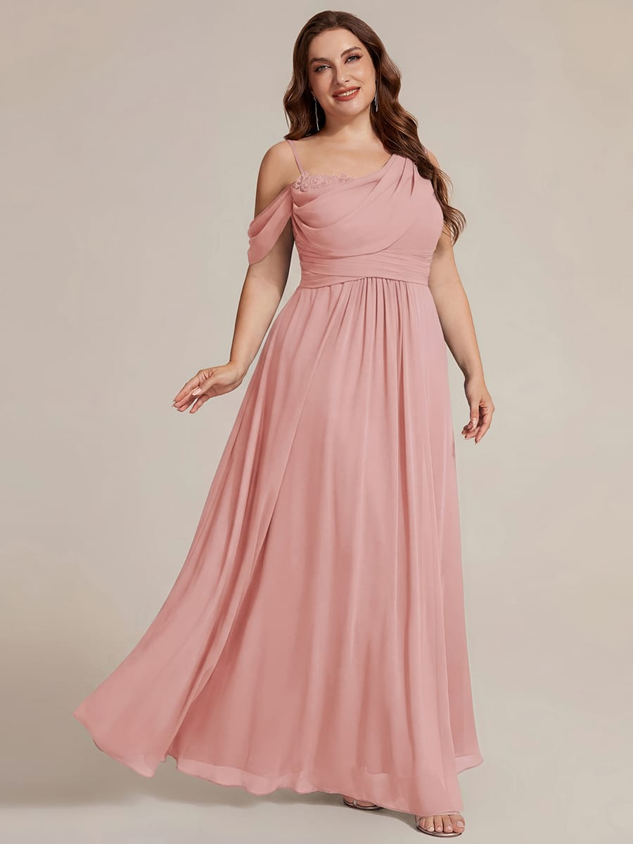 Thigh-High Slit Chiffon Sleeveless Dress #color_Dusty Rose