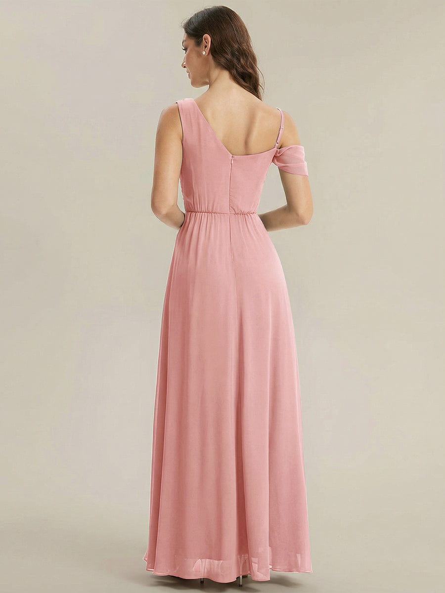 Thigh-High Slit Chiffon Sleeveless Dress #color_Dusty Rose