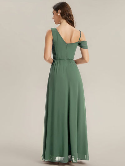 Thigh-High Slit Chiffon Sleeveless Dress #color_Eucalyptus Green