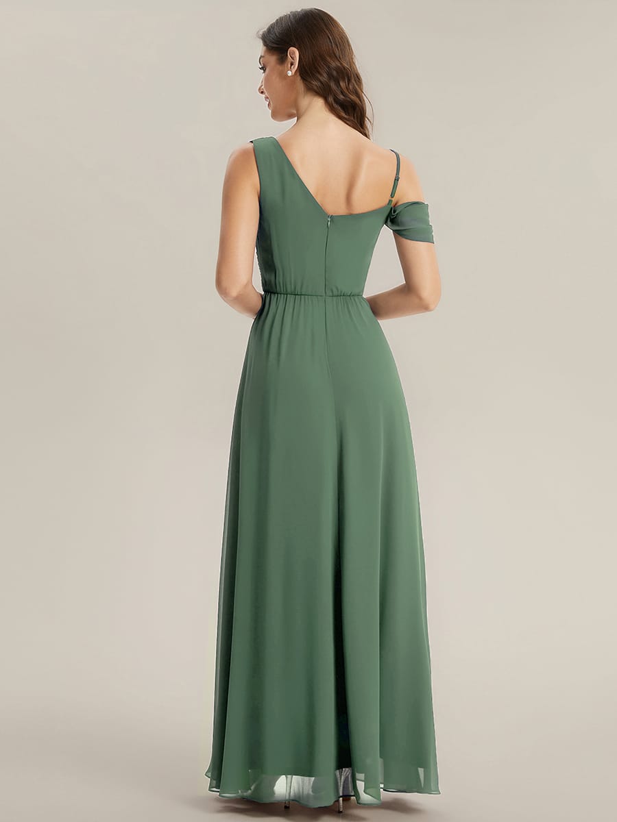 Thigh-High Slit Chiffon Sleeveless Dress #color_Eucalyptus Green