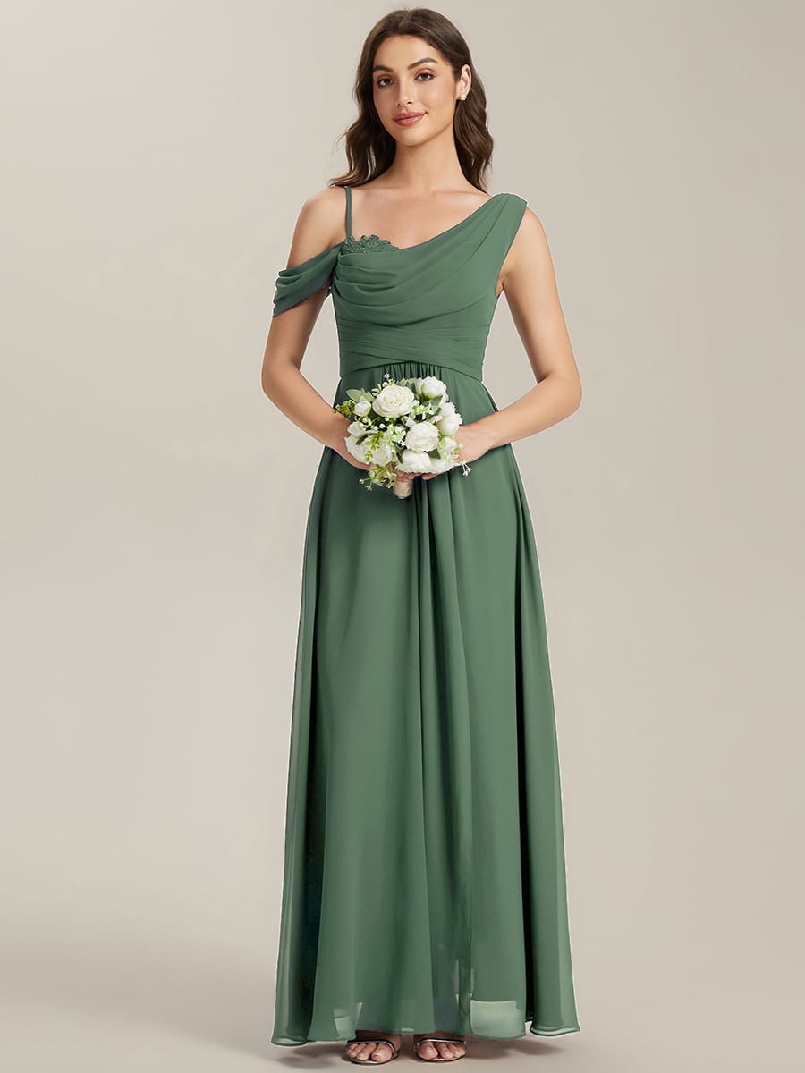 Thigh-High Slit Chiffon Sleeveless Dress #color_Eucalyptus Green