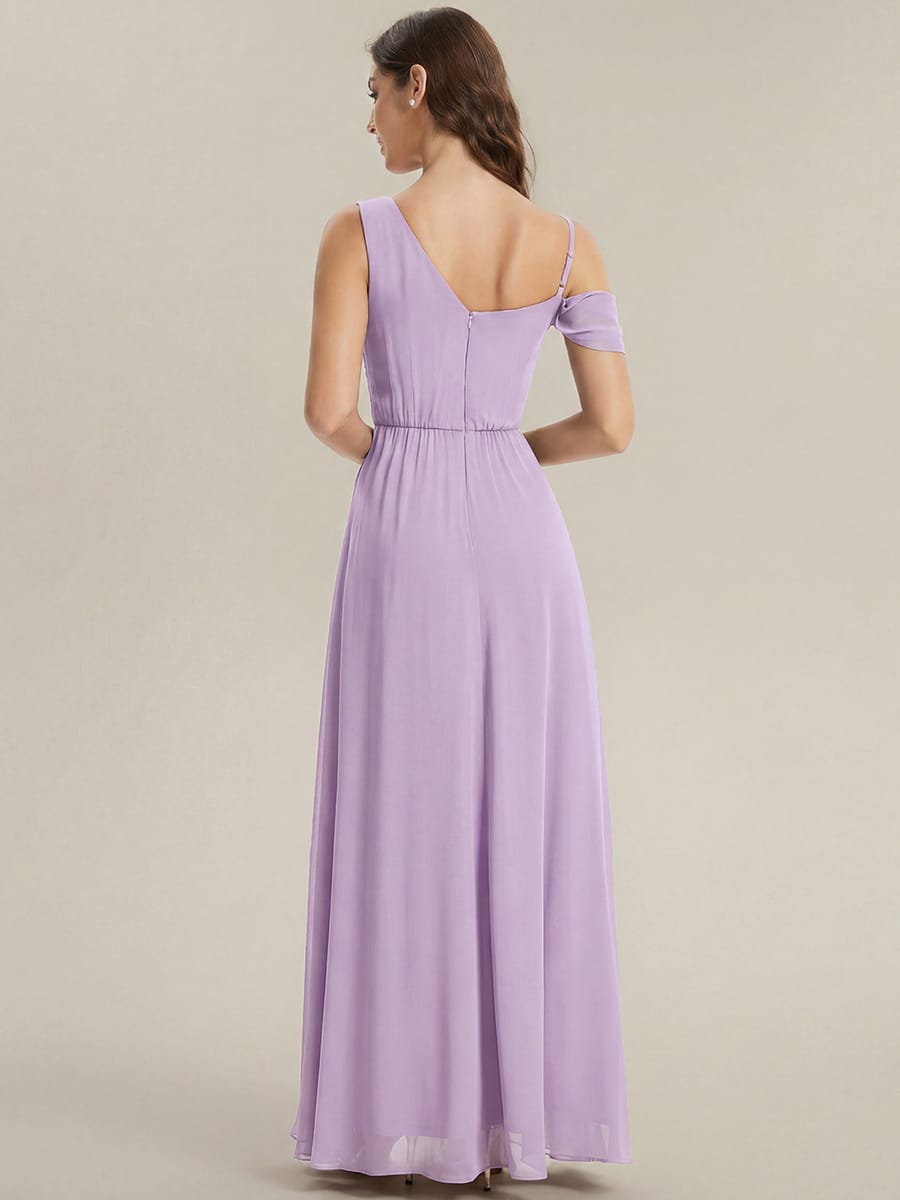 Thigh-High Slit Chiffon Sleeveless Dress #color_Frosted Lilac