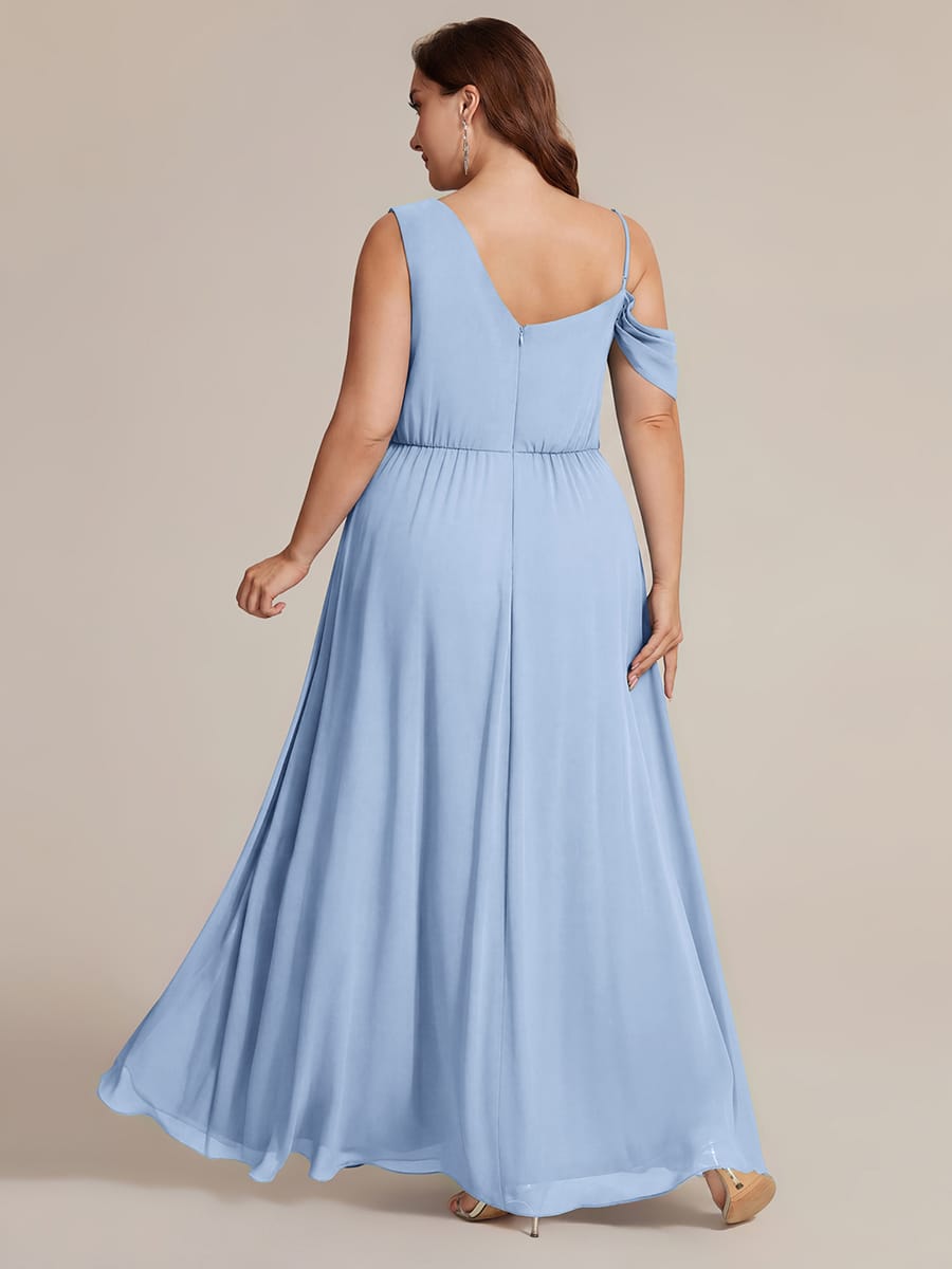 Thigh-High Slit Chiffon Sleeveless Dress #color_Ice Blue