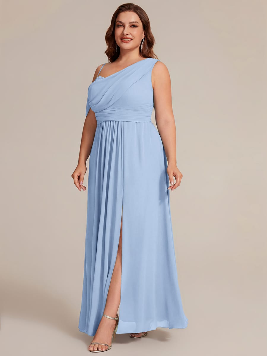 Thigh-High Slit Chiffon Sleeveless Dress #color_Ice Blue