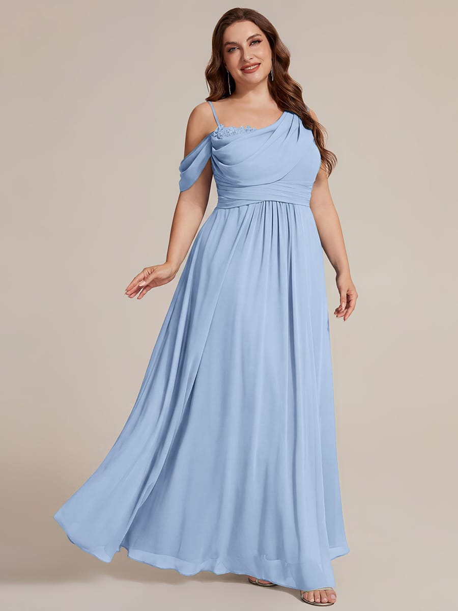Thigh-High Slit Chiffon Sleeveless Dress #color_Ice Blue