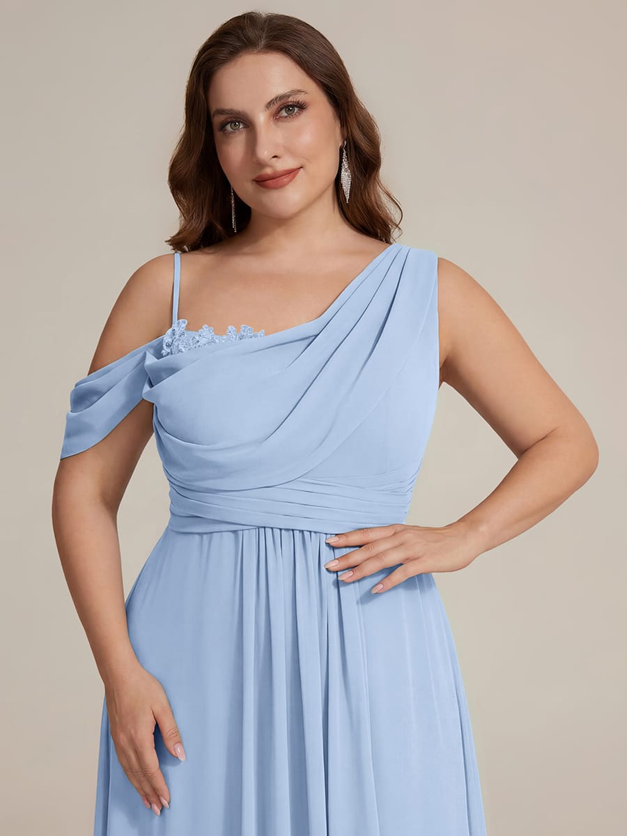 Thigh-High Slit Chiffon Sleeveless Dress #color_Ice Blue