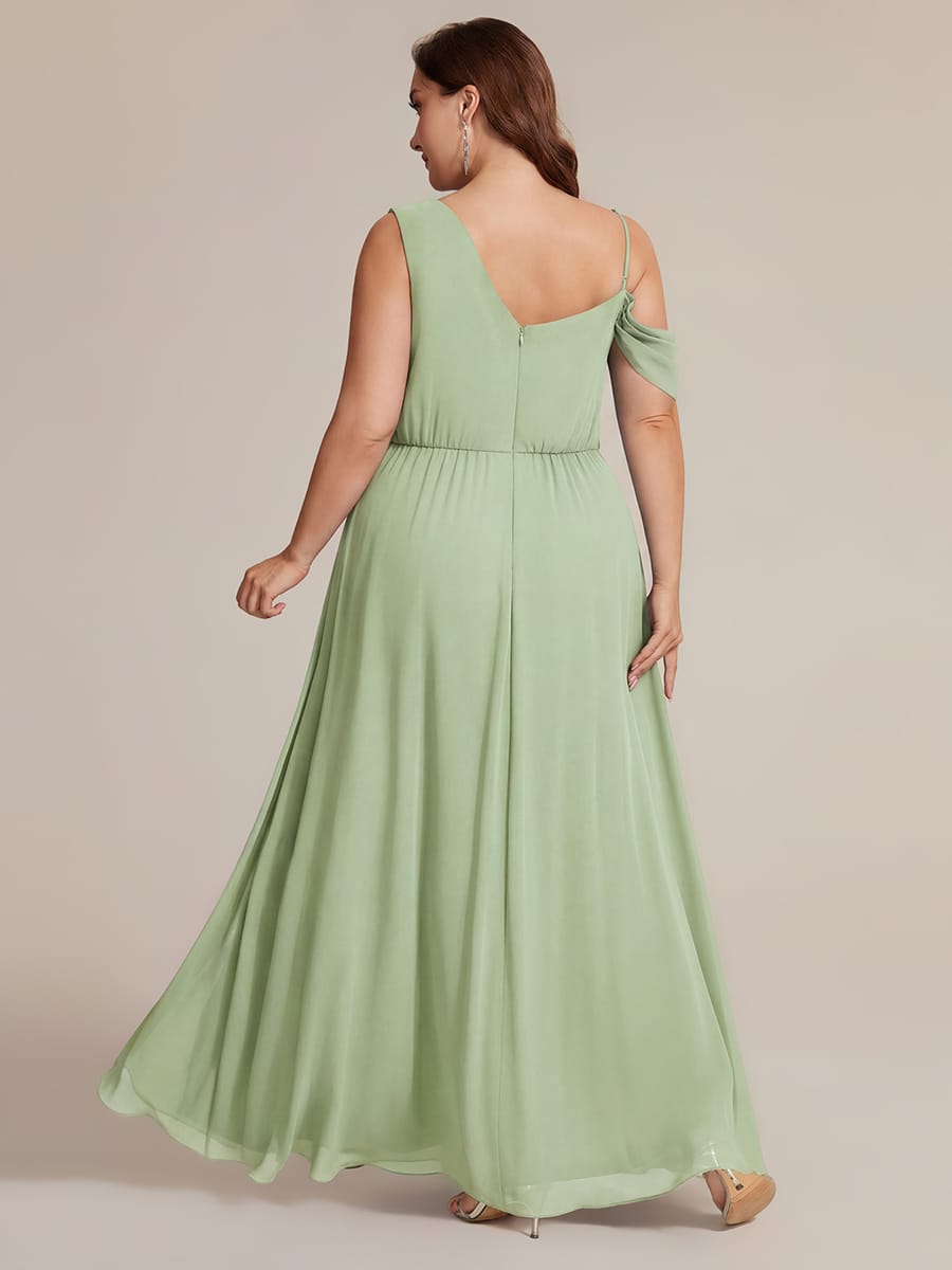 Thigh-High Slit Chiffon Sleeveless Dress #color_Mint Green