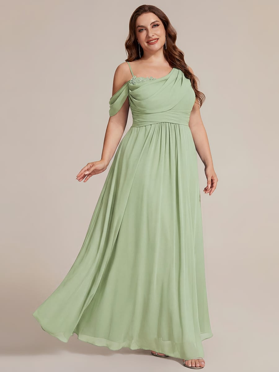 Thigh-High Slit Chiffon Sleeveless Dress #color_Mint Green