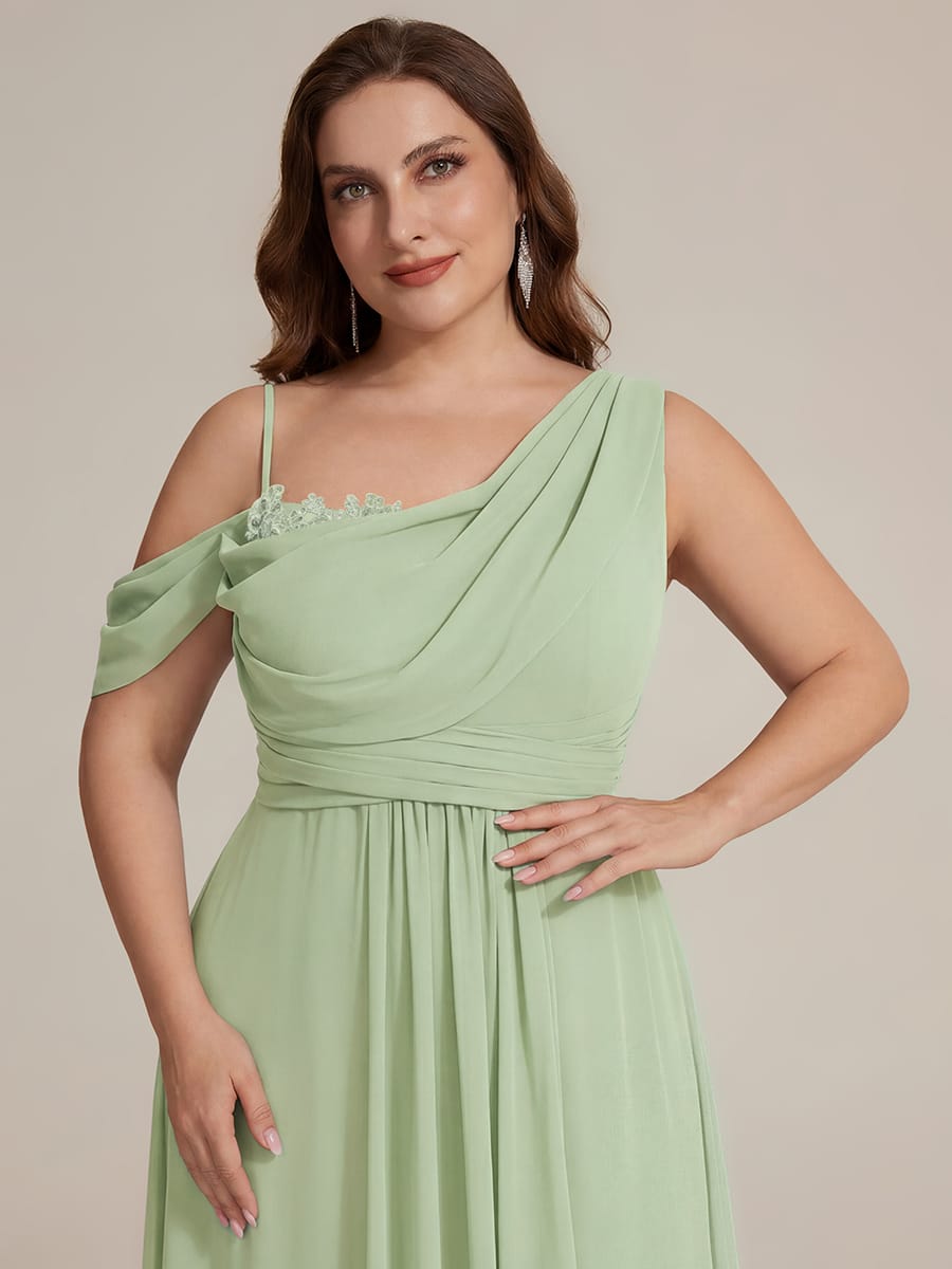 Thigh-High Slit Chiffon Sleeveless Dress #color_Mint Green