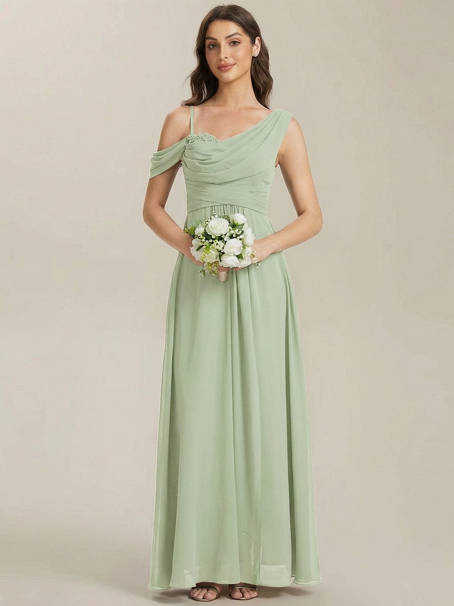 Thigh-High Slit Chiffon Sleeveless Dress #color_Mint Green