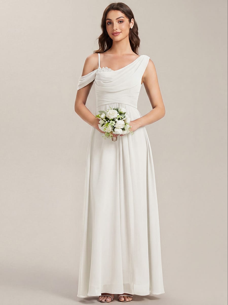Thigh-High Slit Chiffon Sleeveless Dress #color_White