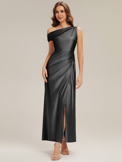 Convertible Satin Drop Shoulder Sleeve Dress #color_Black