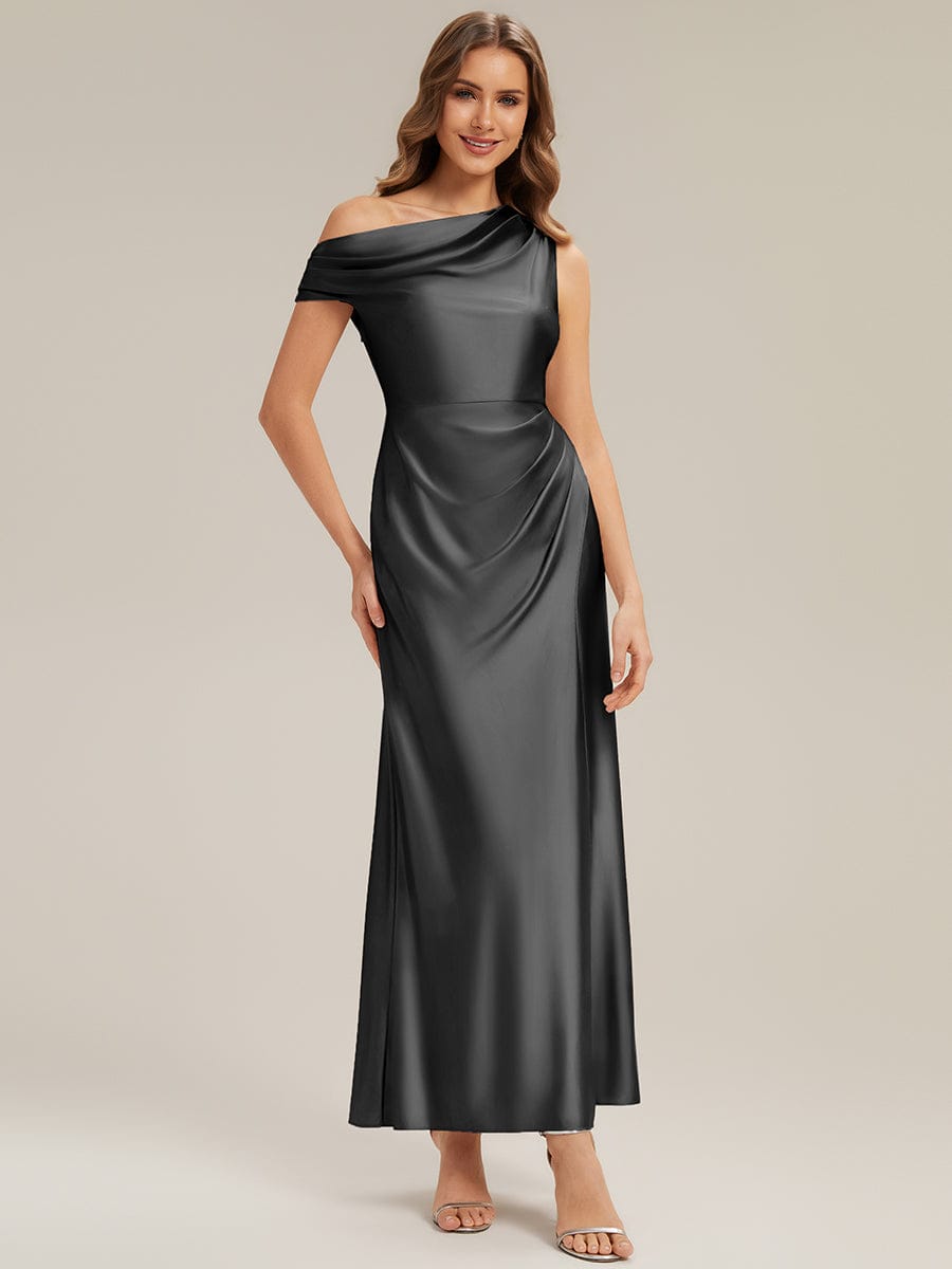Convertible Satin Drop Shoulder Sleeve Dress #color_Black