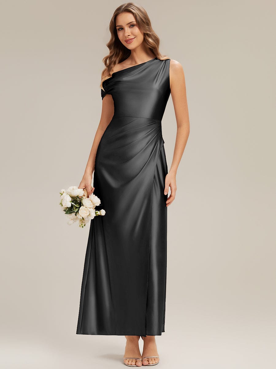 Convertible Satin Drop Shoulder Sleeve Dress #color_Black
