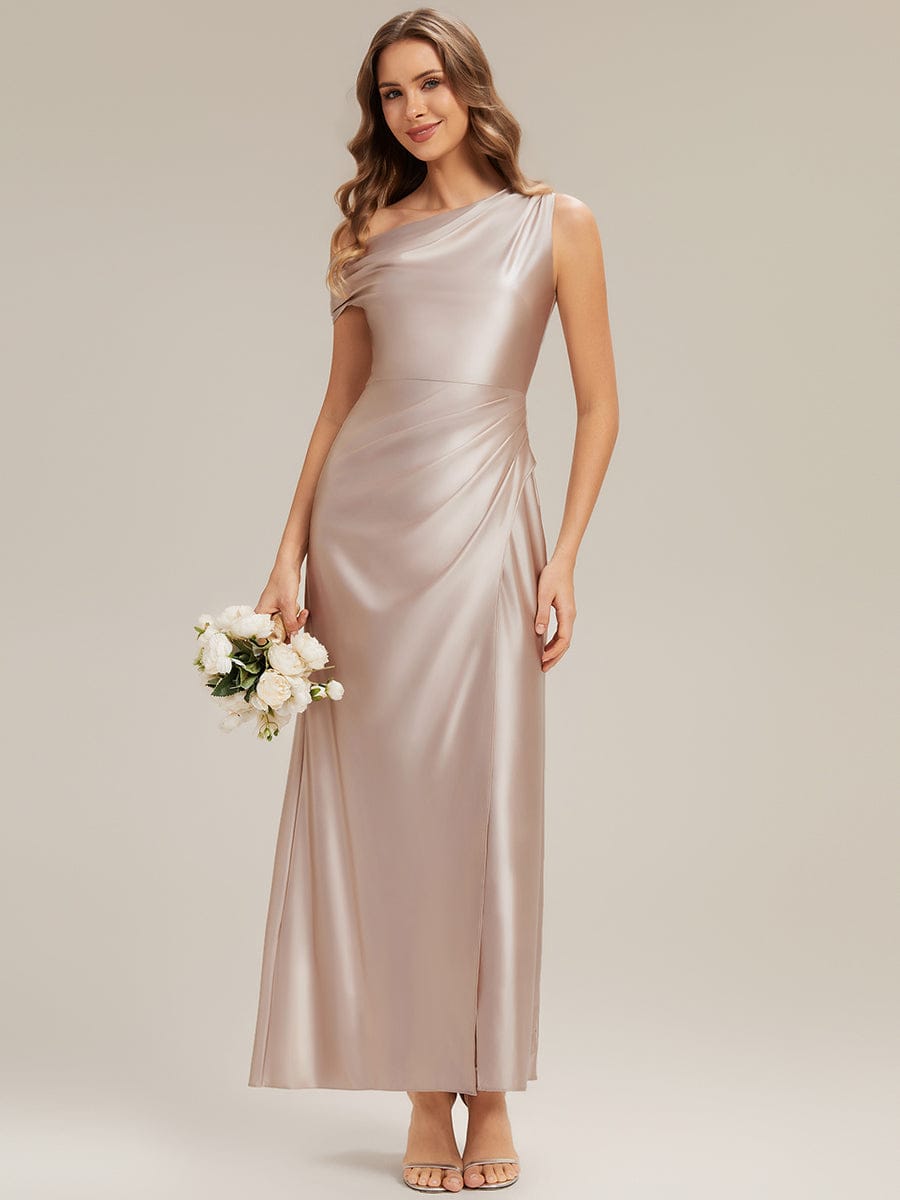 Convertible Satin Drop Shoulder Sleeve Dress #color_Champagne