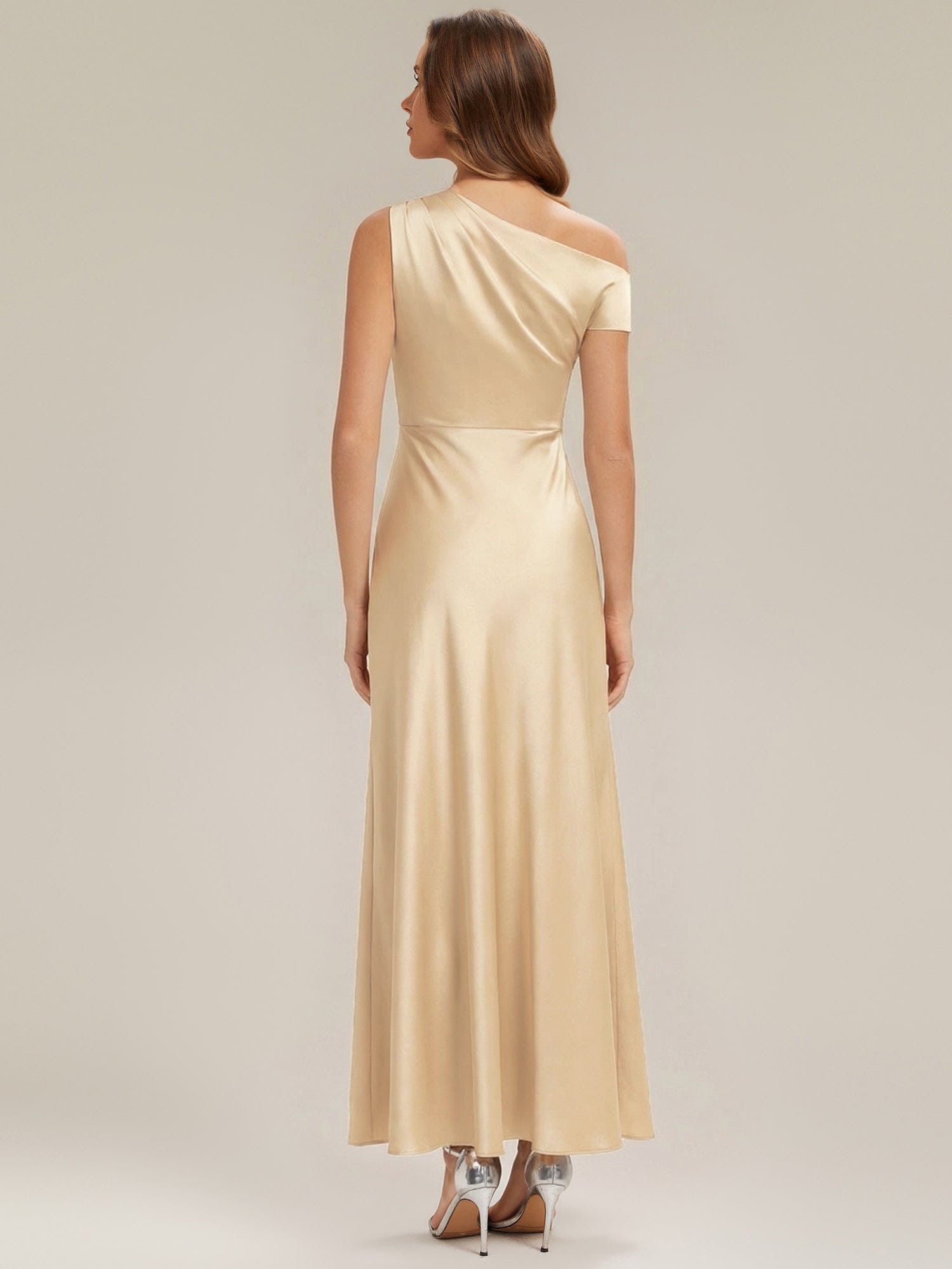 Convertible Satin Drop Shoulder Sleeve Dress #color_Yellow