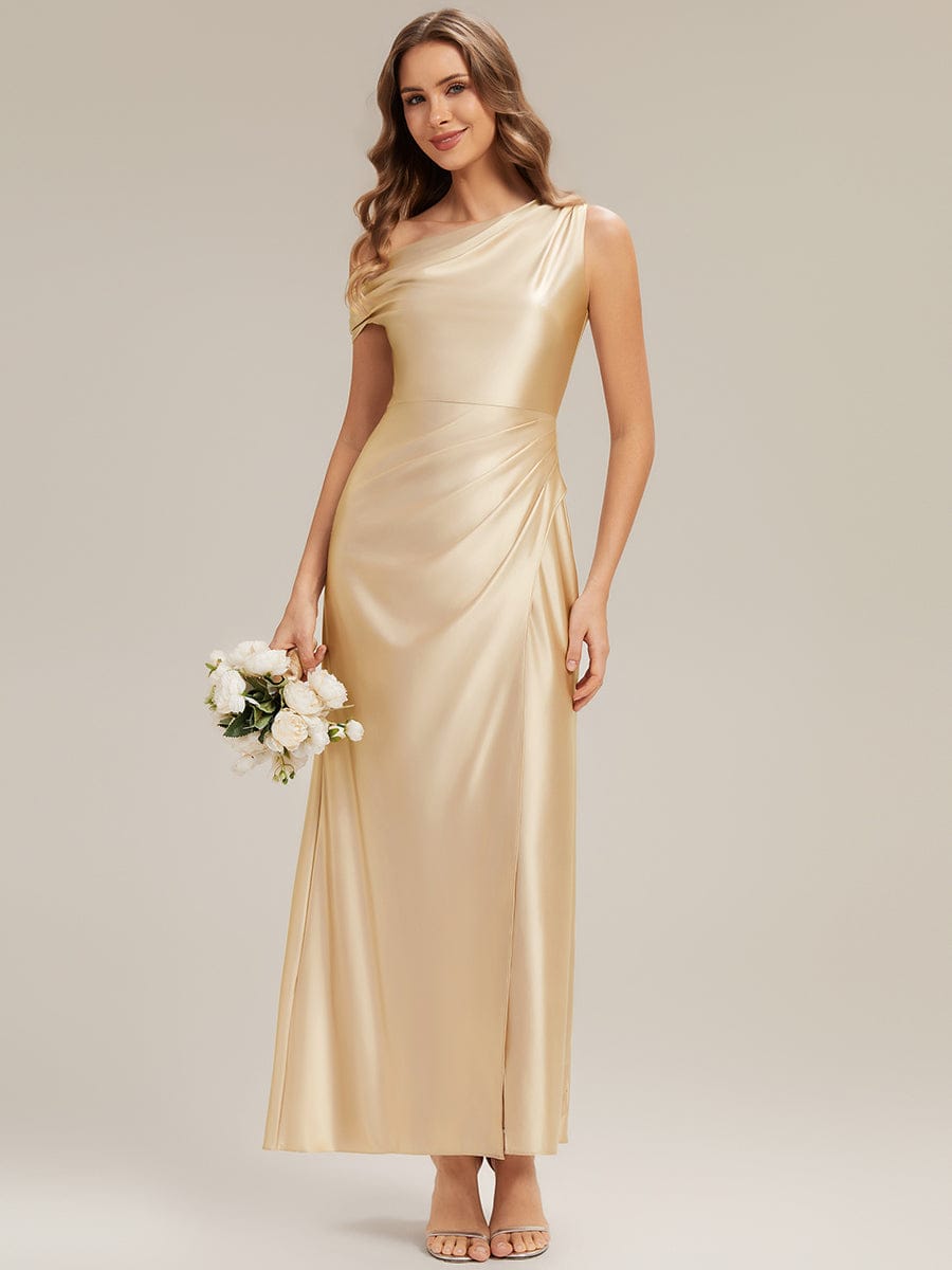 Convertible Satin Drop Shoulder Sleeve Dress #color_Yellow