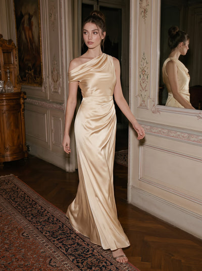 ever OPAL|Convertible Satin Drop Shoulder Sleeve Wedding Guest Dress