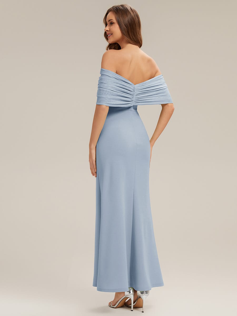 Bow Knit Drop Shoulder Sleeve Dress #color_Ice Blue