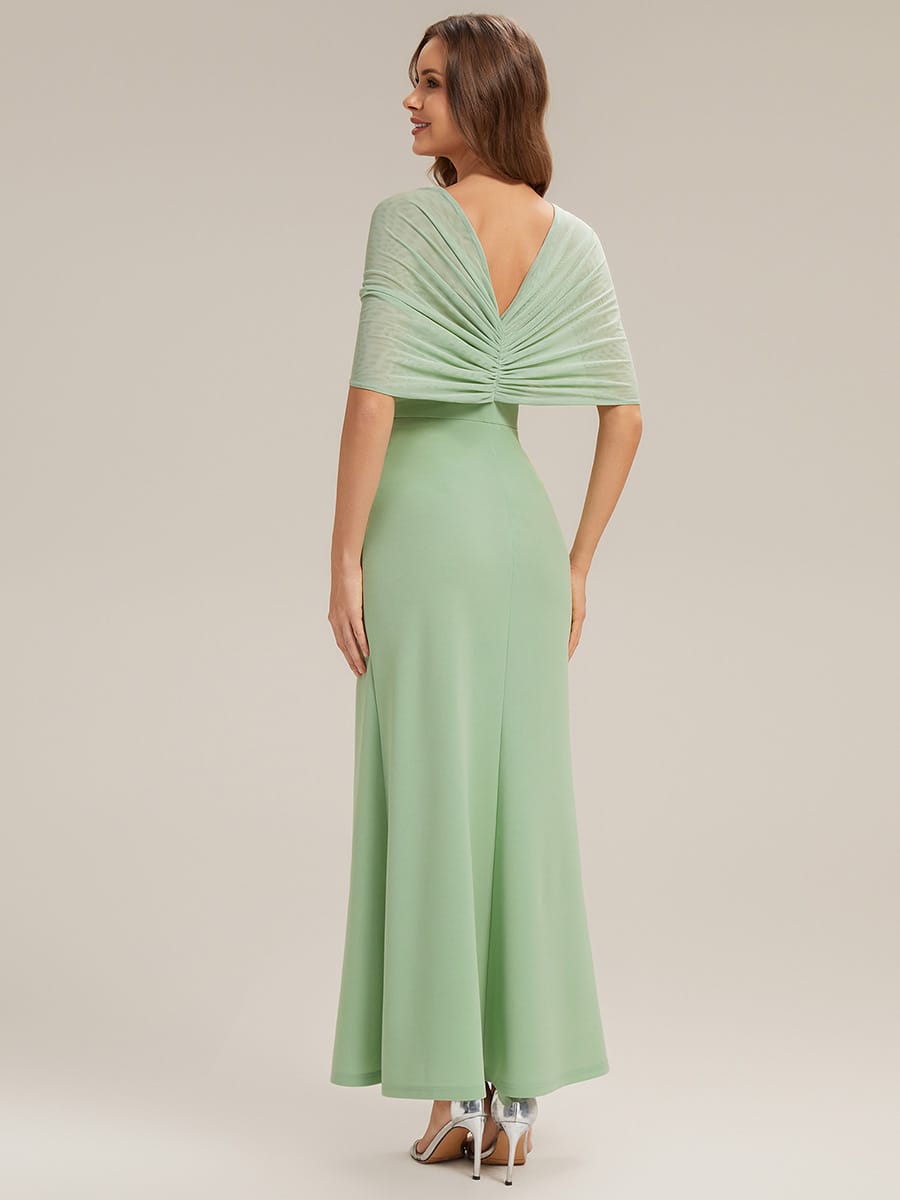 Bow Knit Drop Shoulder Sleeve Dress #color_Mint Green