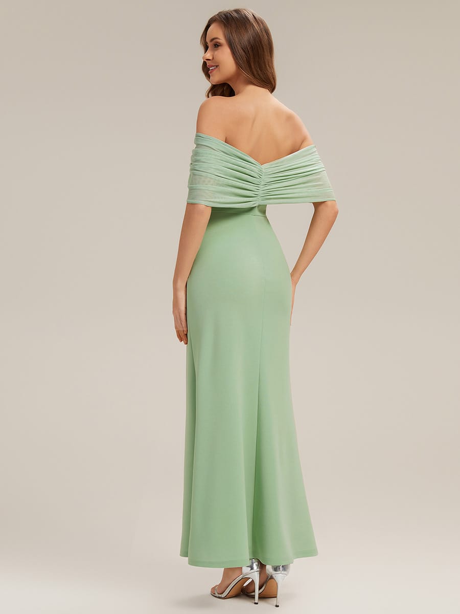 Bow Knit Drop Shoulder Sleeve Dress #color_Mint Green