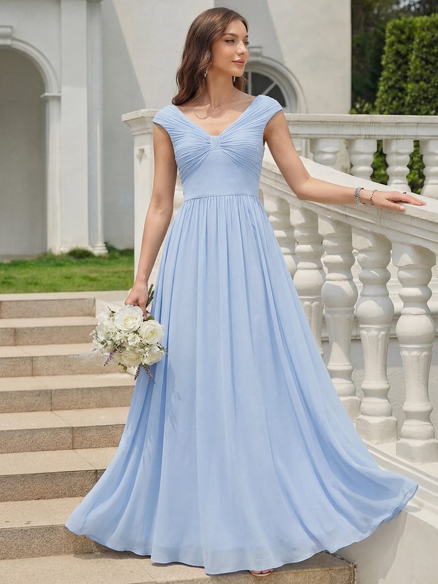 cap sleeve bridesmaid dress Chiffon Floor-length A-line Pleated V-Neck – Wedding no-waitlist Garden Gingham Mini Dress Skirt Size (MUST go by measurements):Adult Large