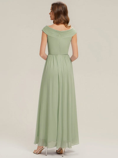 Pleated Chiffon Cap Sleeve Dress #color_Mint Green