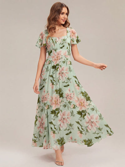 ever AVIEL|Ruched Chiffon Ruffle Sleeve Dress