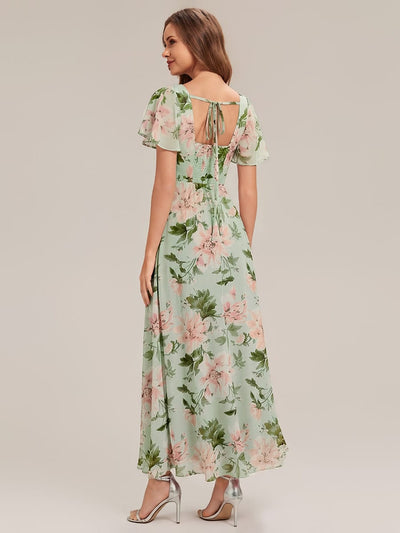 ever AVIEL|Ruched Chiffon Ruffle Sleeve Dress