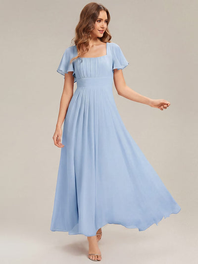 ever AVIEL|Ruched Chiffon Ruffle Sleeve Dress