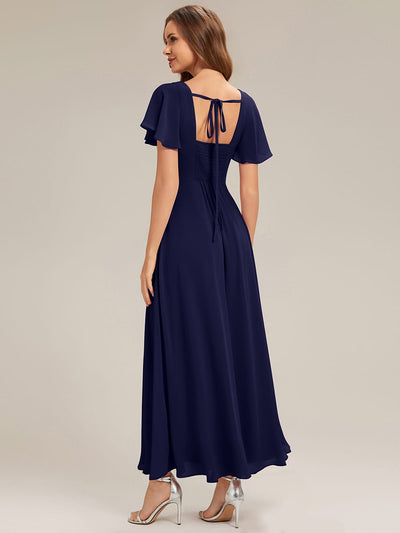 ever AVIEL|Ruched Chiffon Ruffle Sleeve Dress