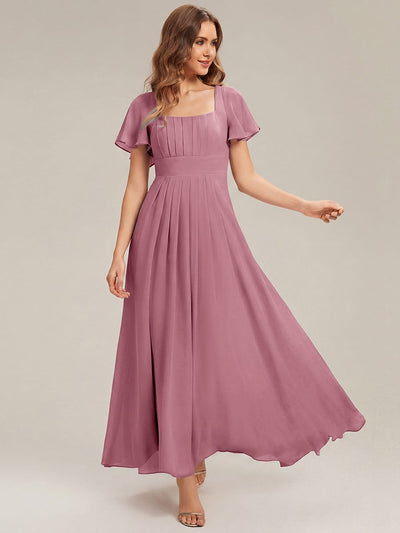 ever AVIEL|Ruched Chiffon Ruffle Sleeve Dress