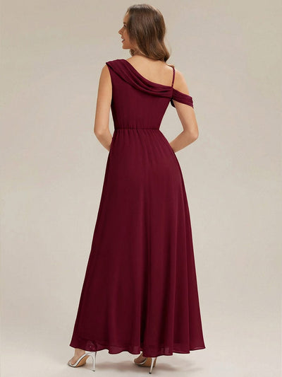 Rhinestone Embellished Chiffon Sleeveless Dress #color_Burgundy