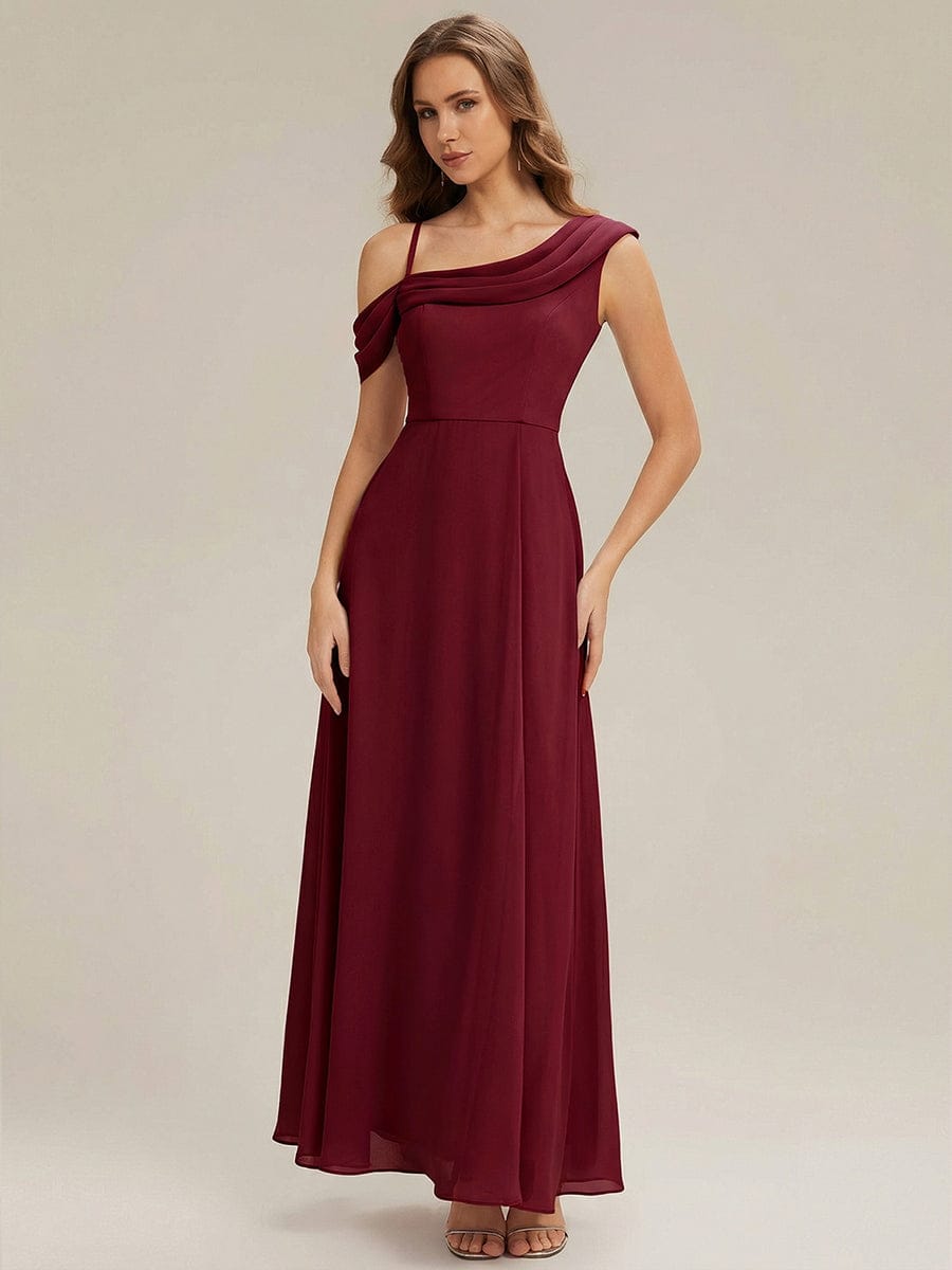 Rhinestone Embellished Chiffon Sleeveless Dress #color_Burgundy