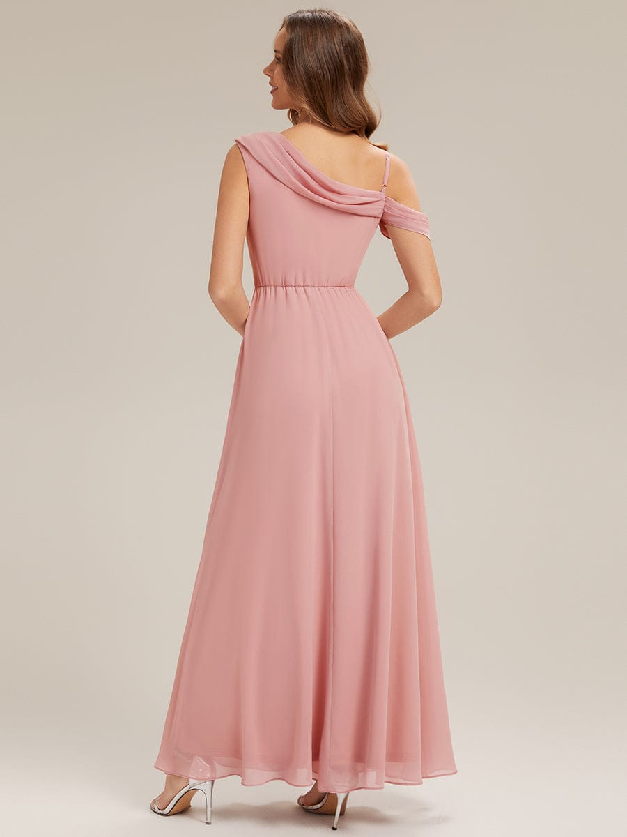 Rhinestone Embellished Chiffon Sleeveless Dress #color_Dusty Rose