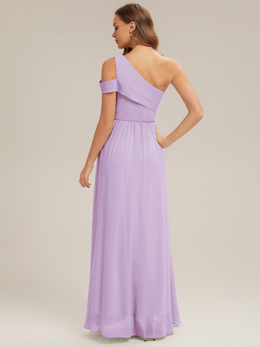 Thigh-High Slit Chiffon Sleeveless Dress #color_Frosted Lilac