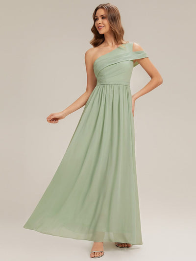 Thigh-High Slit Chiffon Sleeveless Dress #color_Mint Green