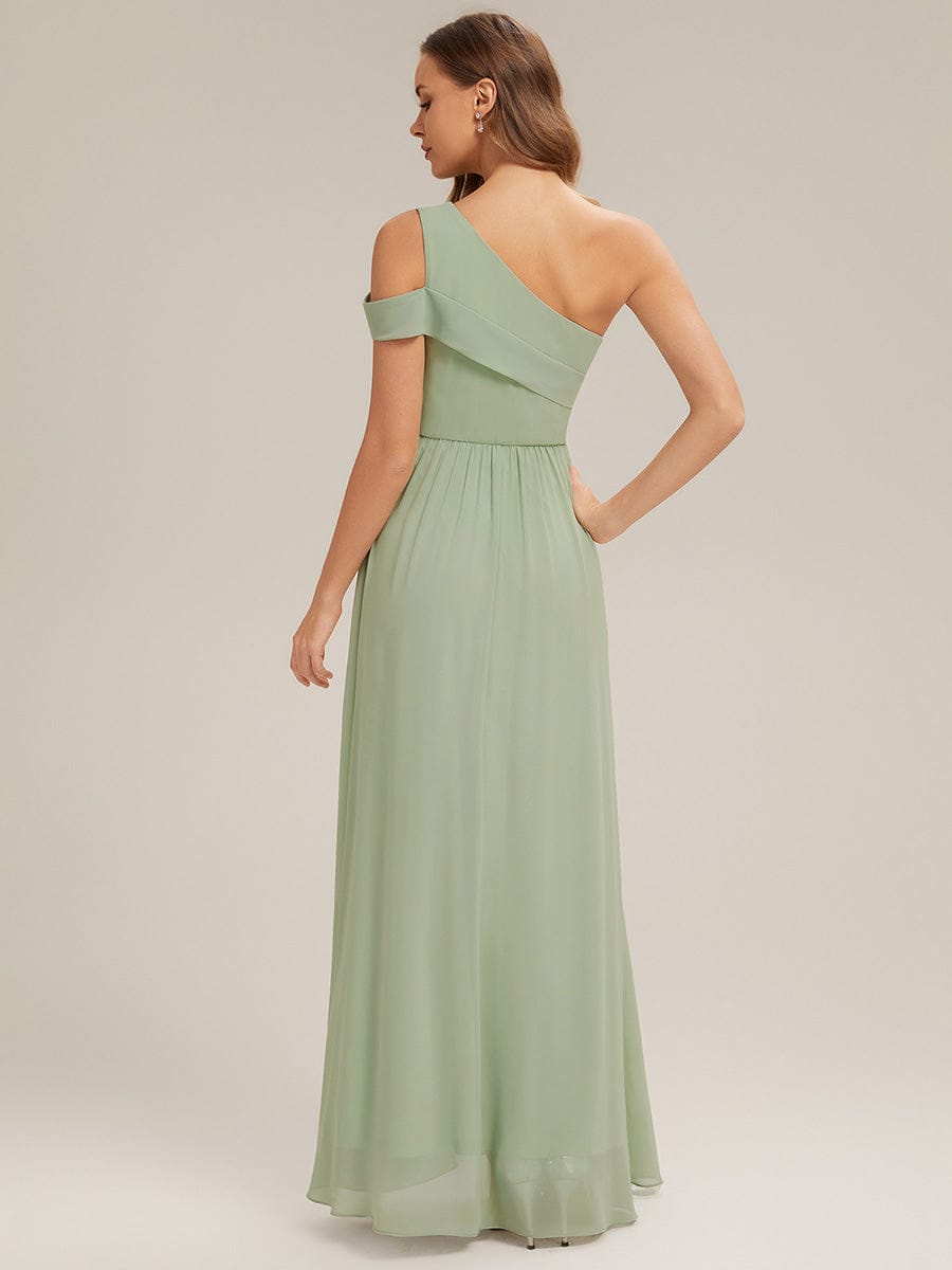 Thigh-High Slit Chiffon Sleeveless Dress #color_Mint Green