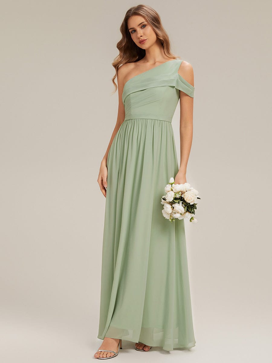 Thigh-High Slit Chiffon Sleeveless Dress #color_Mint Green