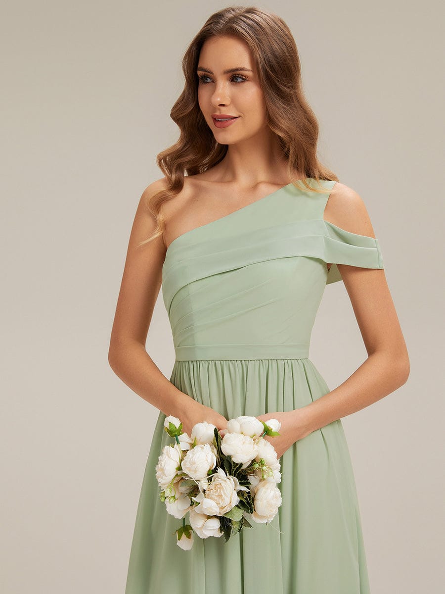 Thigh-High Slit Chiffon Sleeveless Dress #color_Mint Green