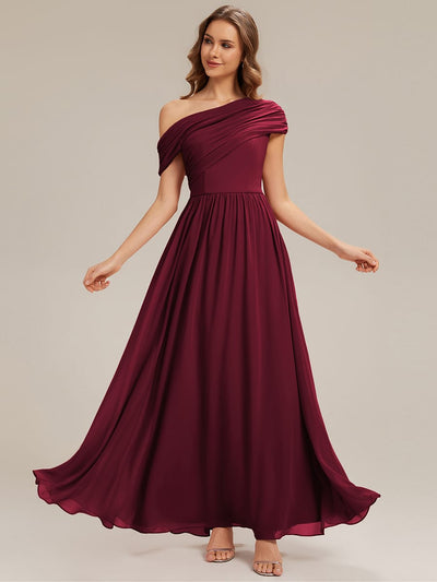 Gathered Chiffon Off the Shoulder Dress