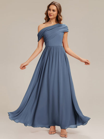 Gathered Chiffon Off the Shoulder Dress