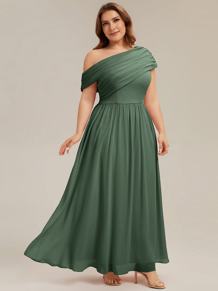 Gathered Chiffon Off the Shoulder Dress #color_Eucalyptus Green