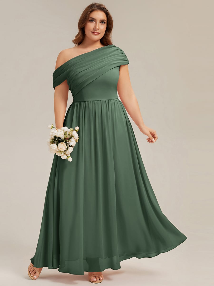 Gathered Chiffon Off the Shoulder Dress #color_Eucalyptus Green