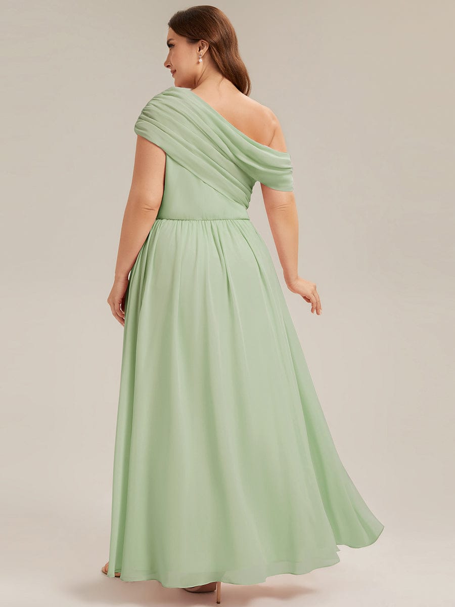 Gathered Chiffon Off the Shoulder Dress #color_Mint Green