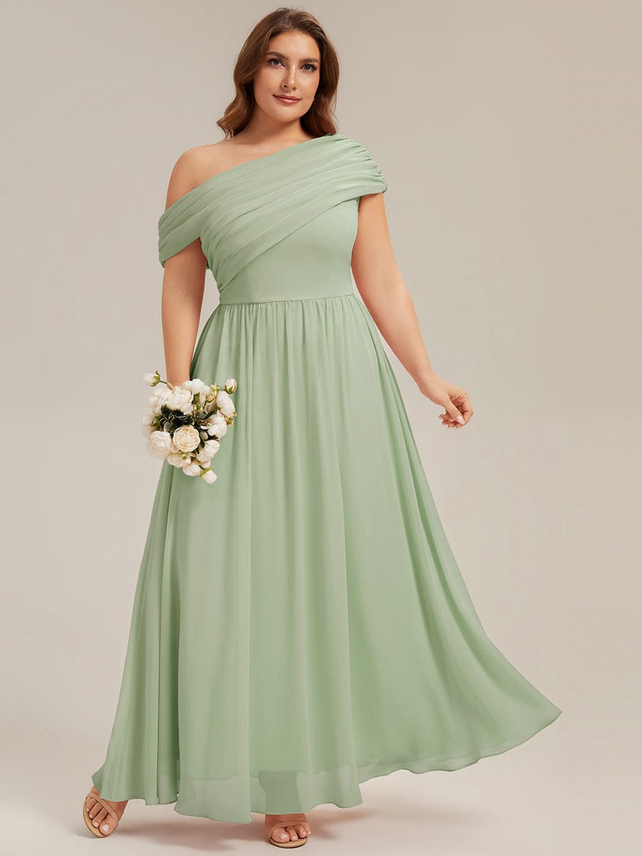 Gathered Chiffon Off the Shoulder Dress #color_Mint Green