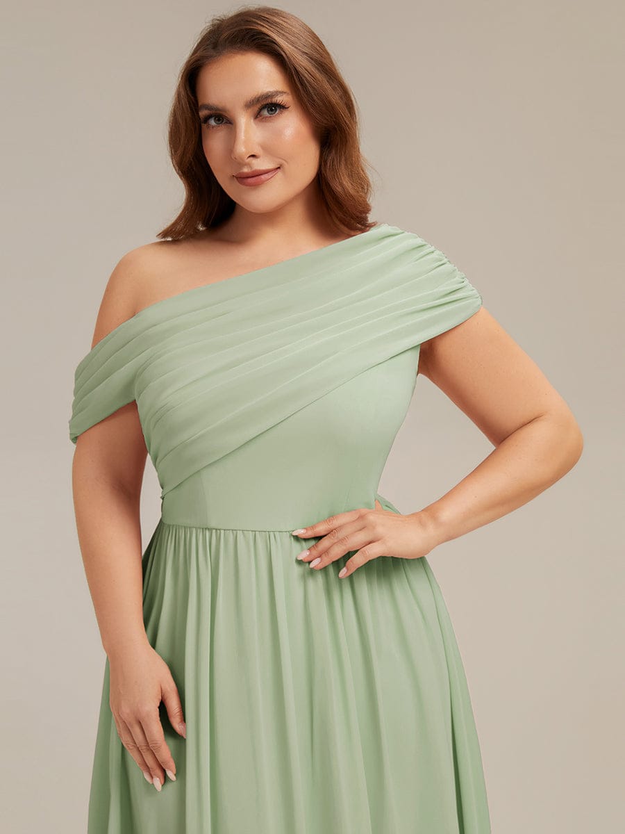 Gathered Chiffon Off the Shoulder Dress #color_Mint Green