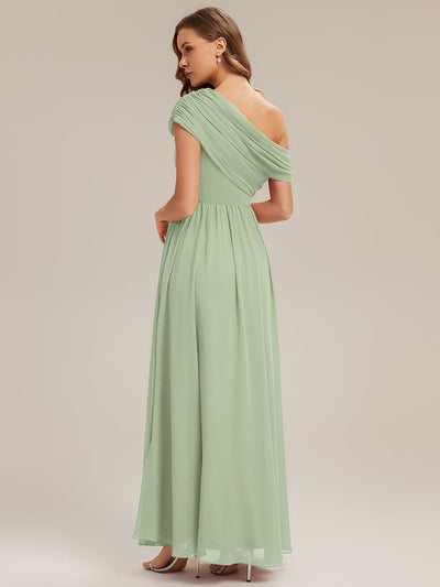Gathered Chiffon Off the Shoulder Dress